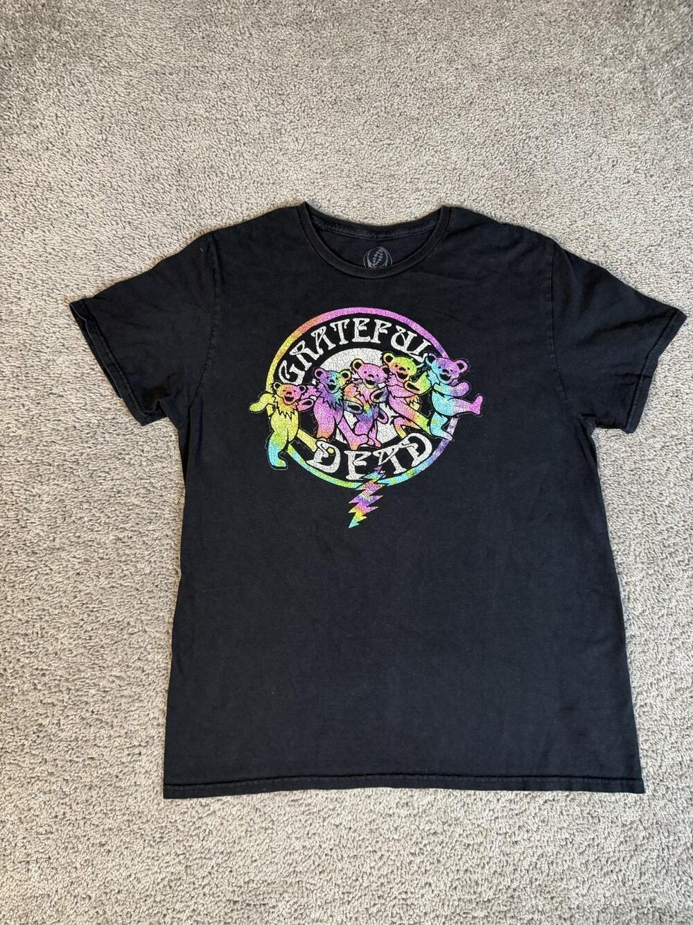 Grateful Dead Shirt Mens L Black Dancing Bears Graphic Crew Neck Cotton
